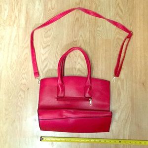 Red Leather Purse with adjustable removable strap